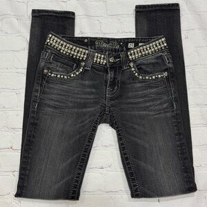 MISS ME JEANS women’s black skinny fit denim pants Vintage Y2K Mid Rise 25 EUC